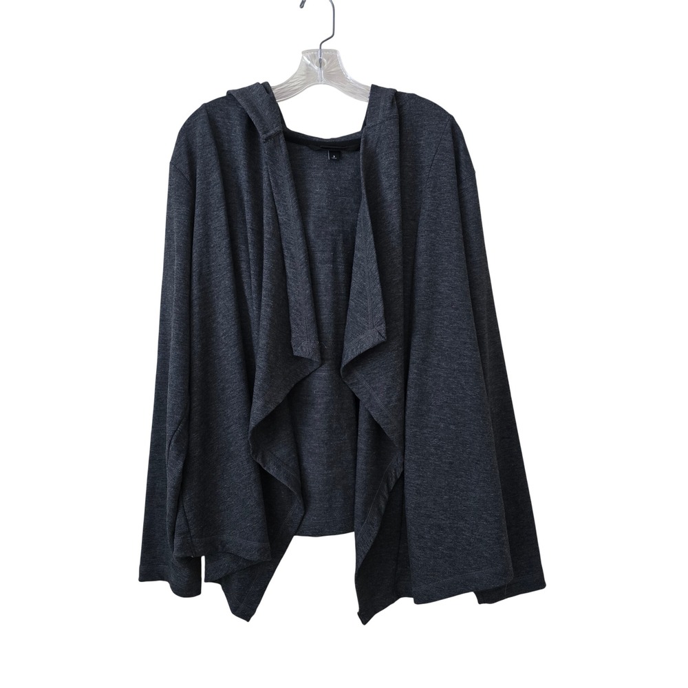 Torrid Womens Charcoal Gray Draped Open Front Hooded Cardigan Sweater Size 3